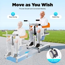 Adjustable Hydraulic Patient Lift Wheelchair Transfer Nursing Chair 180°Backrest