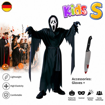 Scream Kostüm Ghostface Gruselig Maske Geistergesicht Halloween Karneval Cosplay