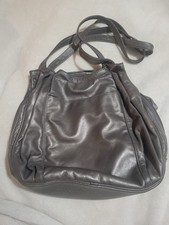 VTG SAS Handsewn Genuine Leather Shoulder Purse Handbag Pewter Made In USA