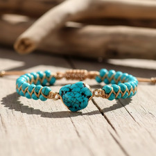 Natural Raw Turquoise Stone Bracelet Healing Reiki Bracelet Gift for Women Men