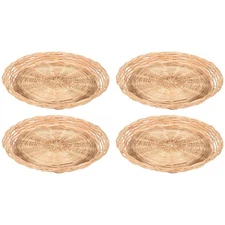 4 Pcs Bamboo  Plate Holder - 10 Inch Round Woven Plate Holder, Reusable 6767