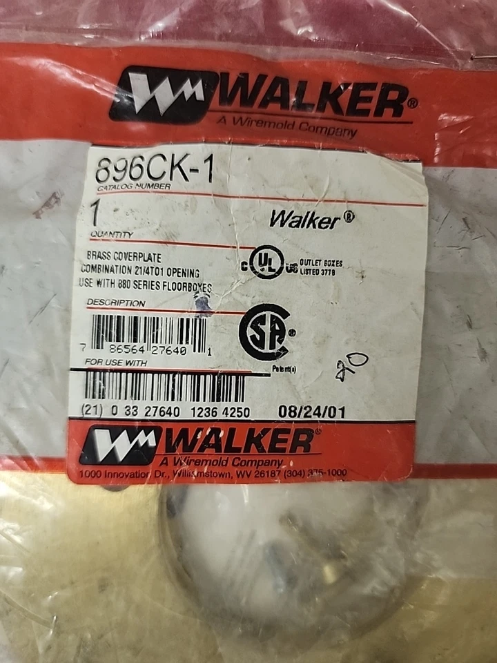 !!DOS!!WALKER Wiremold 896CK-1 Placa de cubierta con 825CK-1 Latón Conv Kit 2-1/4" A 1" Foto 4 de 4