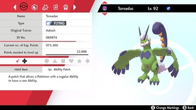 Pokemon Schwert & Schild Shiny Teheran Forme Tornadus 6IV Max EVs