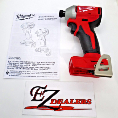 Milwaukee Tool 3650-20 M18 Compact Brushless 1/4'' Hex Impact Driver (Tool Only)