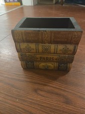 Book Themed Desk Organizer Pen Pencil Holder Decorative Stacked Books