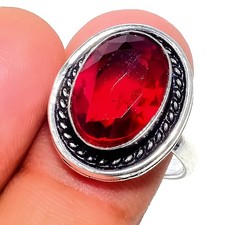 Red Garnet Gemstone 925 Sterling Silver Jewelry All Size Ring For Gift