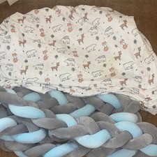 Kinderzimmer Spannbettlaken Woodland Animal Print weiß blau braun orange grau