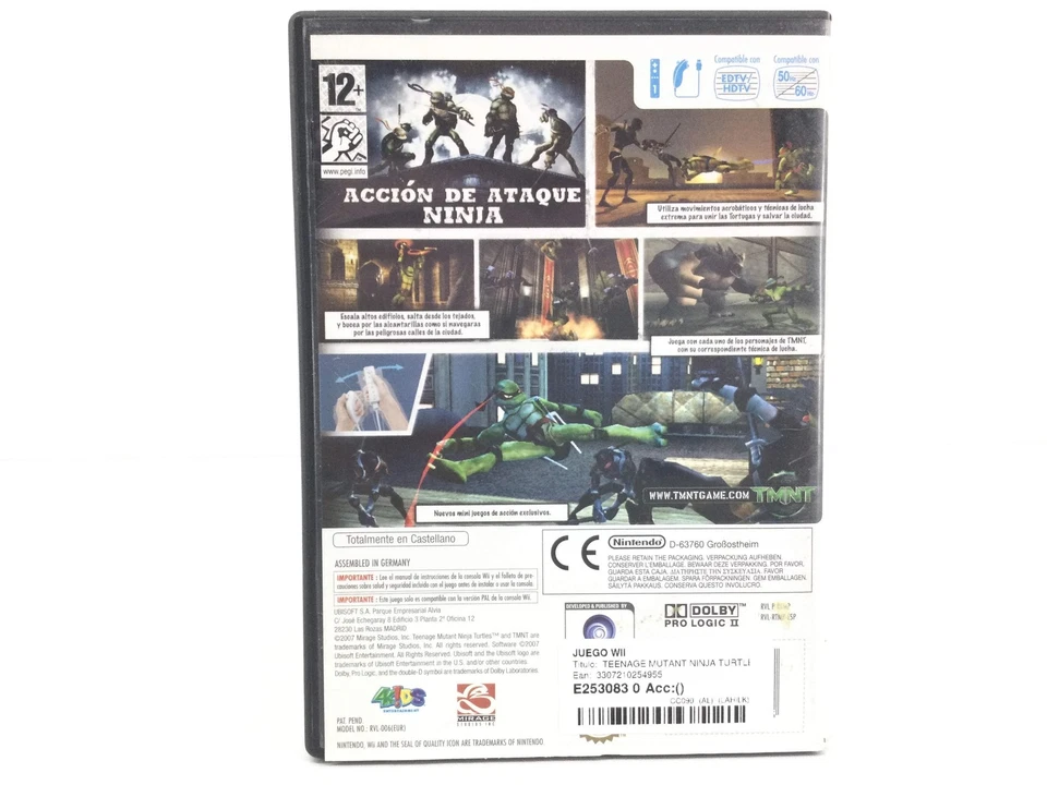 TMNT TORTUGAS NINJA JOVENES MUTANTES DE UBISOFT PARA NINTENDO Wii EN BUEN ESTADO, foto 2 de 5