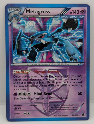Metagross (Team Plasma) 52/116 Plasma Freeze Holo MP Pokemon