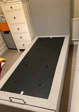 Single Grey Upholstered Lift-Up Ottoman Storage Bed with Mattress