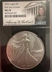 2026 SILVER EAGLE NGC MS70 ANNA CABRAL HAND SIGNED FIRST DAY OF ISSUE FDI BLACK