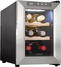 6-Bottle Stainless Steel Thermoelectric Wine Cooler with Digital Temp Control