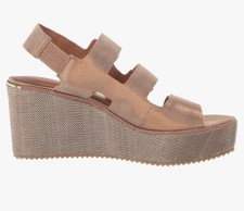 Donald Pliner Women s Bronze Strappy Wedge Sandals Ankle Strap Buckle