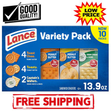 Lance Sandwich Crackers, Variety Pack, 3 Flavors, 10 Individually Wrapped Packs,