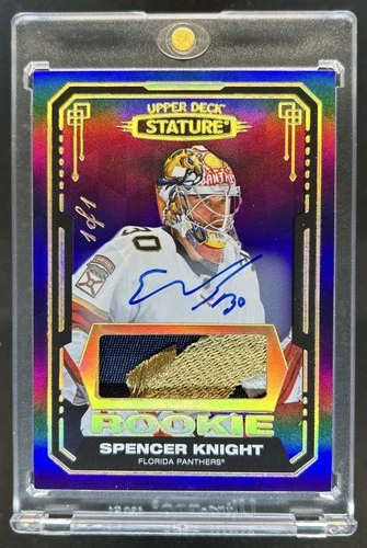 2022-23 Upper Deck Stature Spencer Knight 2021 22 Update Patch Auto 1/1 Panthers