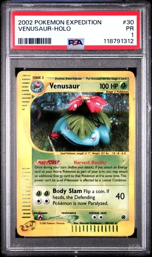 2002 POKEMON EXPEDITION #30 VENUSAUR-HOLO PSA 1