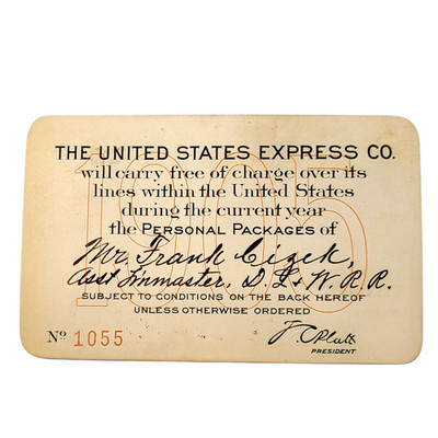 1905 Vintage United States Express Co Railroad Pass Railway Company No. 1055