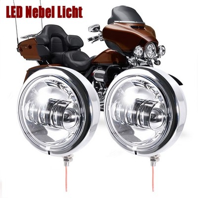 2 X Chrom 4.5'' LED Nebelscheinwerfer Zusatzscheinwerfer Tagfahrlicht für Harley