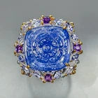 Expensive 30 ct Natural Tanzanite Ring 925 Sterling Silver Size 8 /R474606