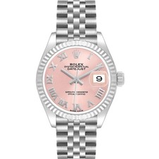Rolex Datejust 28 Steel White Gold Roman Dial Ladies Watch 279174