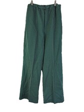Vintage 70s Womens 16 Large Plaid Knit High Rise Wide Leg Pants USA Grunge Prep
