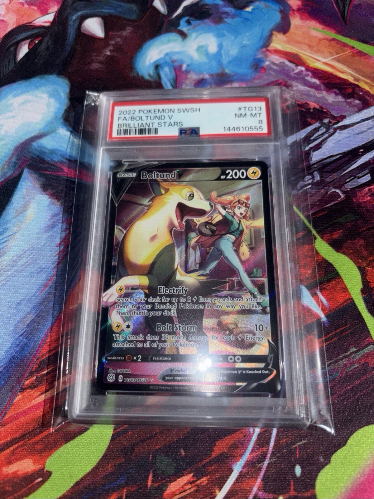 Fa/Boltund V Pokemon Sword & Shield Brilliant Stars TG13 NM PSA 8