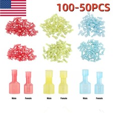 Male  Female Insulated Wire Spade Terminal Crimp Connector 10-22AWG Gauge US