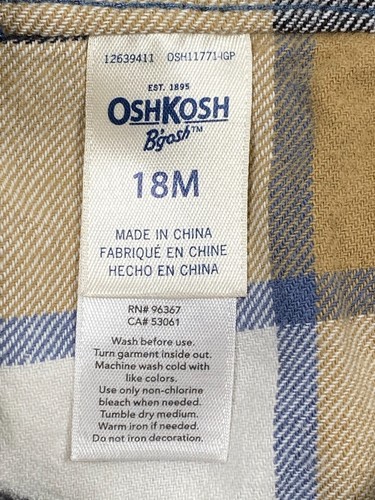 VTG OshKosh B'gosh Boy 18M Coveralls Blue Corduroy Interlined With Snap Inseam - Imagen 3 de 7