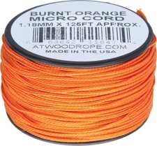 New Atwood Rope MFG Micro Cord 125ft Burnt Orange RG1288 1.18mm diameter. Good f