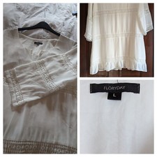 Women's Dress Floryday Size L Cream Ivory Lace Work Lined 100% Viscose VGC