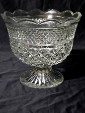 Vintage ANCHOR HOCKING 8" Pattern Glass WEXFORD Footed Centerpiece Bowl