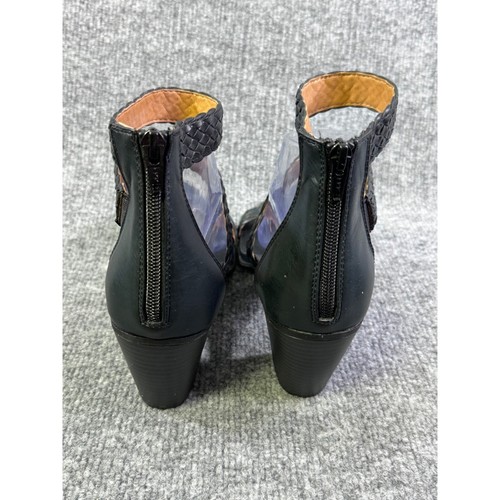 White Mountain Womens 9.5M black Sundown Leather Open Toe Casual Ankle Strap 2" - Picture 7 of 24