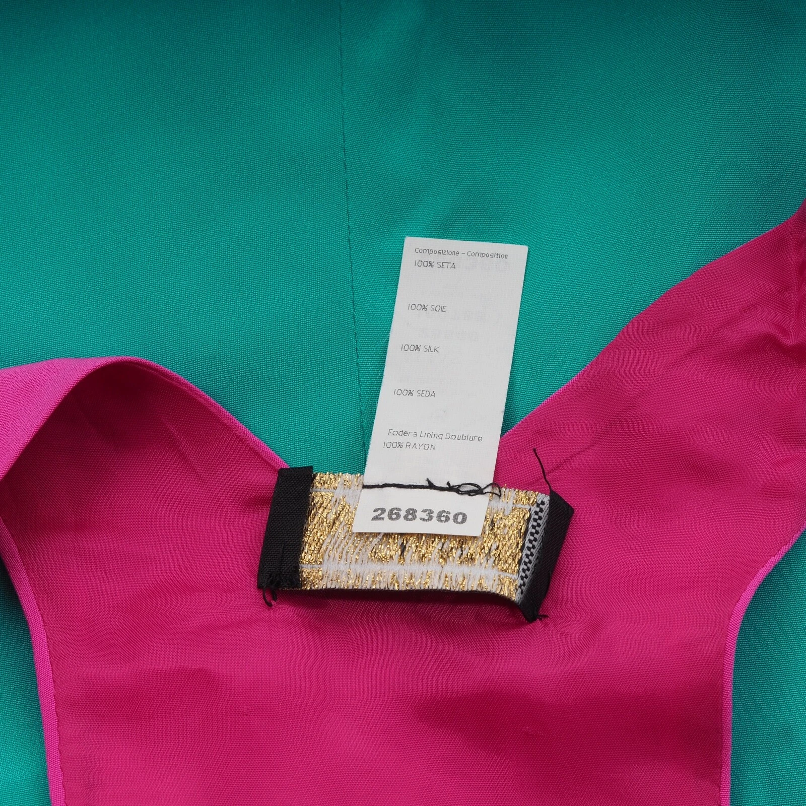 Abito da cocktail Gianni Versace Couture vintage rosa smeraldo seta 42 S US6 anni '80 '90