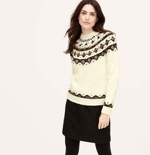 NWT Ann Taylor Loft petite Embellished Fair isle Sweater Size XSP/SP