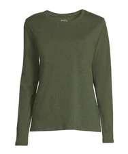 Time and Tru Womens Long Sleeve Relaxed Fit T-Shirt Size S (4-6) Green- NWT
