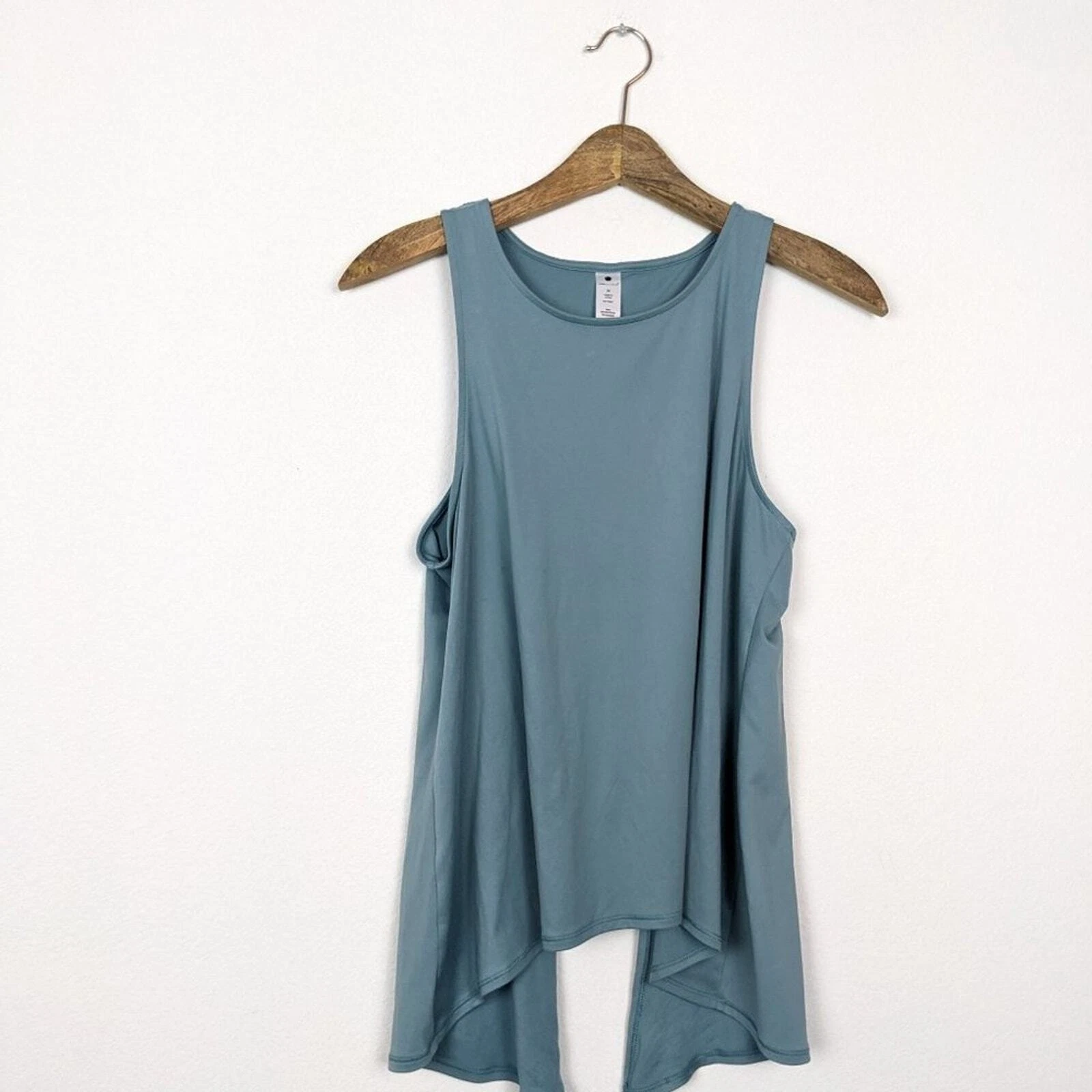 yogalicious split open back sleeveless tie shirt