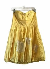 Twenty One Womens A Line Dress Yellow Mini Sweetheart Neck Strapless Beaded L