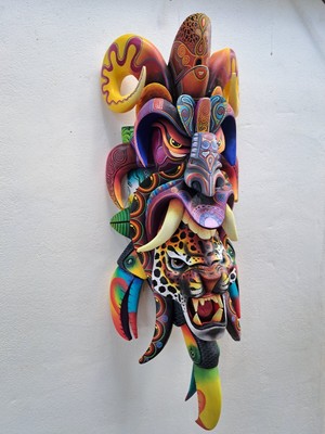 Collection art, Boruca, warrior mask, tribal, Costa Rica, souvenir, unique piece