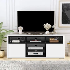 High Gloss TV Stand Console for TVs up to 60 in w/ LED Lights Console Cabinet