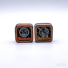 2er Set Vintage Pelikan Blechdosen Metalldosen f&uuml;r Sammler | 6x6cm