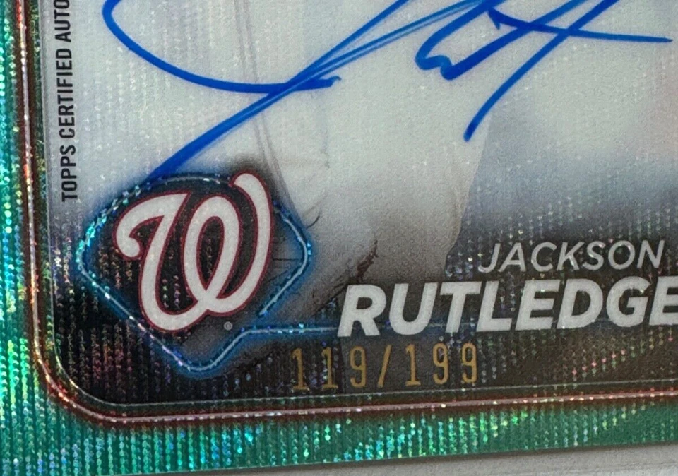 Jackson Rutledge AUTO RC Rookie AQUA WAVE 119/199, 2024 Topps Chrome - Image 2 of 3