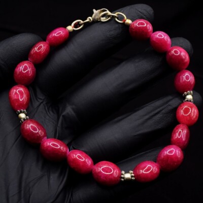 Wunderschöner einzelner Strang 127 kt rosa Rubin Perlen wunderbares Armband VK 03 E629