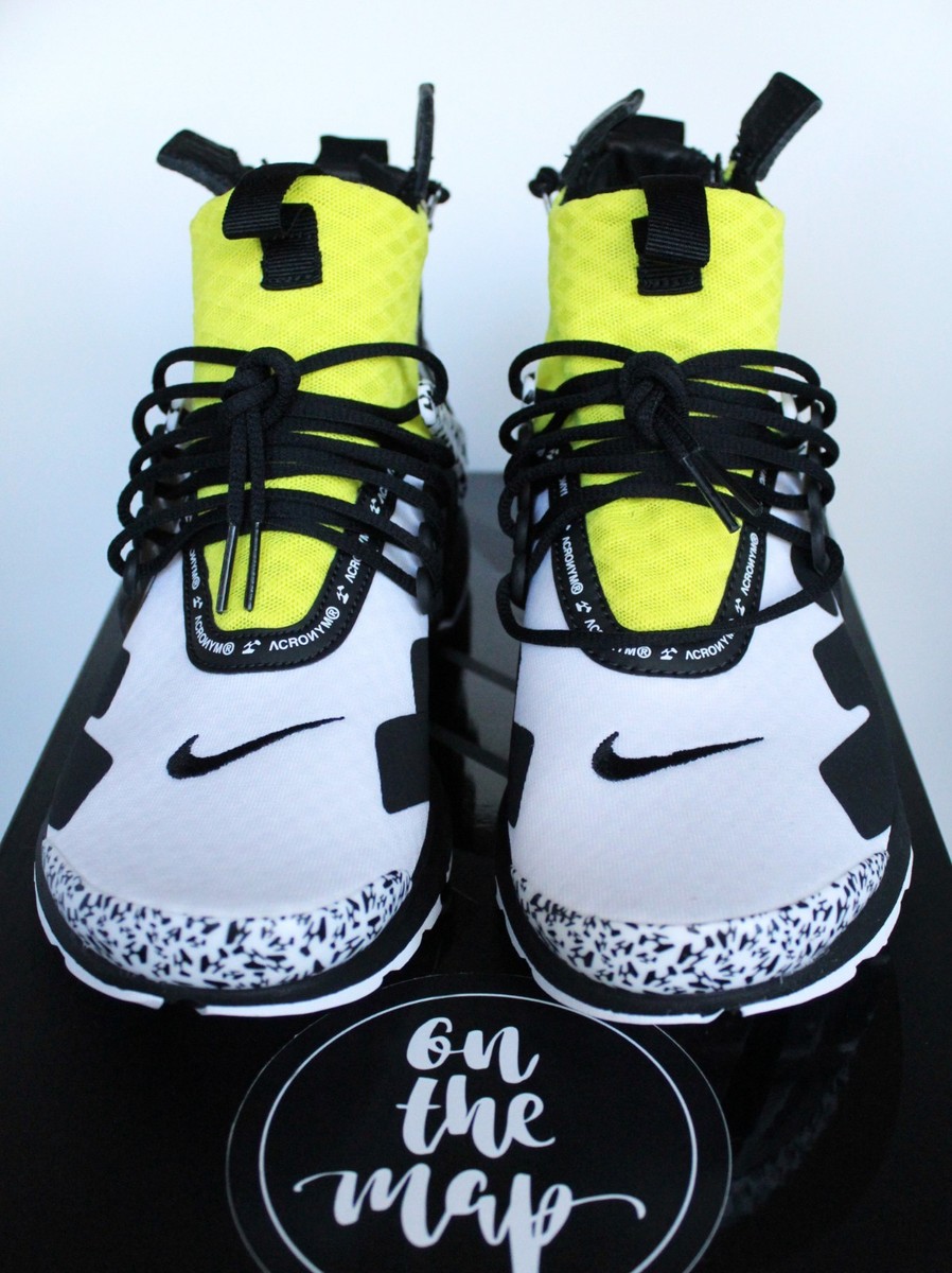 Nike Air x Acronym Presto Mid White Black Yellow Green UK Nike Air x Acronym Presto Mid White Black Yellow Green UK