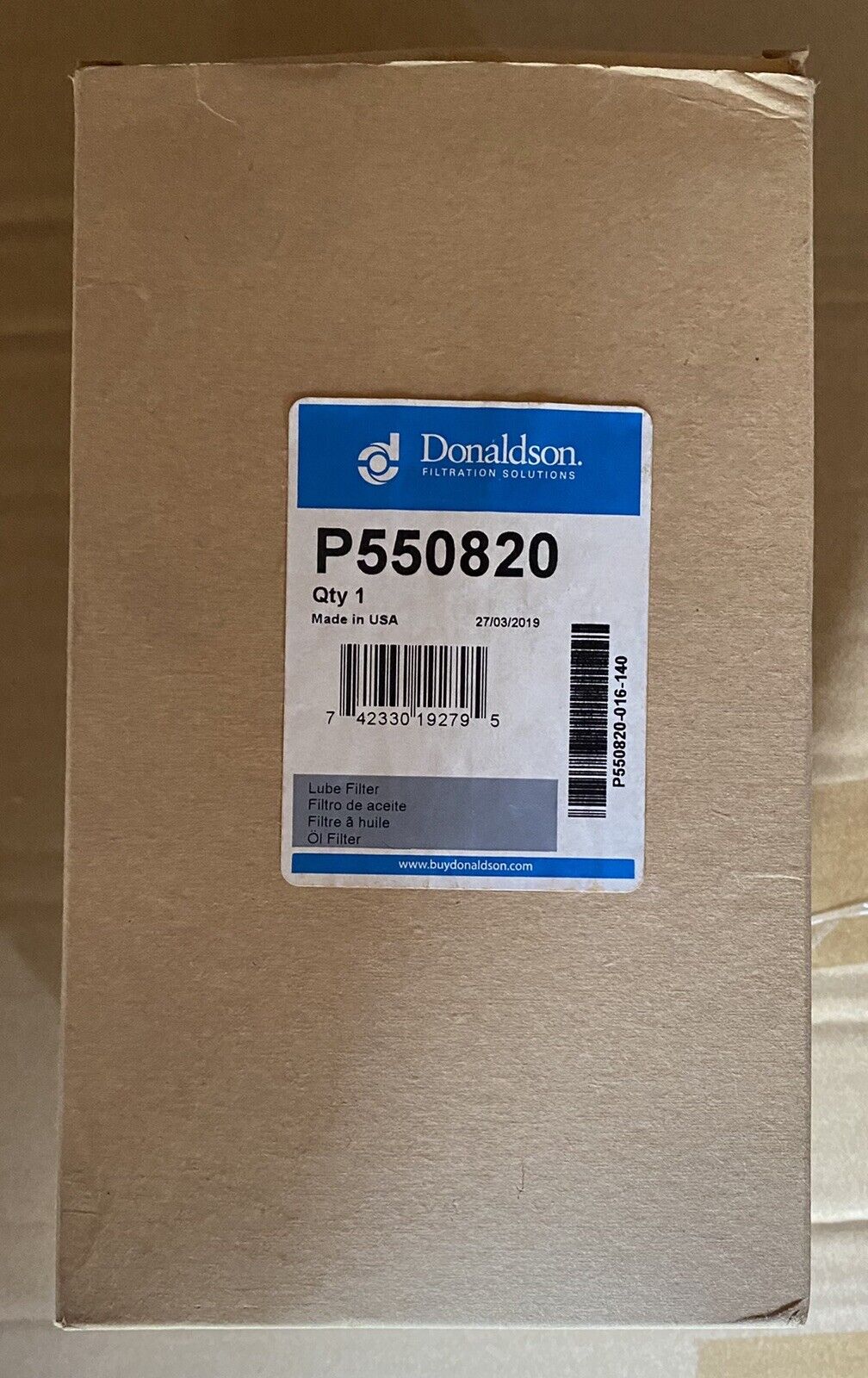 NEW DONALDSON P550820 FILTER  FREE US SHIPPING
