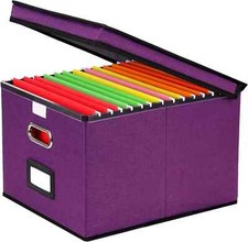 1 Pack File Organizer Box with Lid Hanging File Folders Letter Size Collapsible