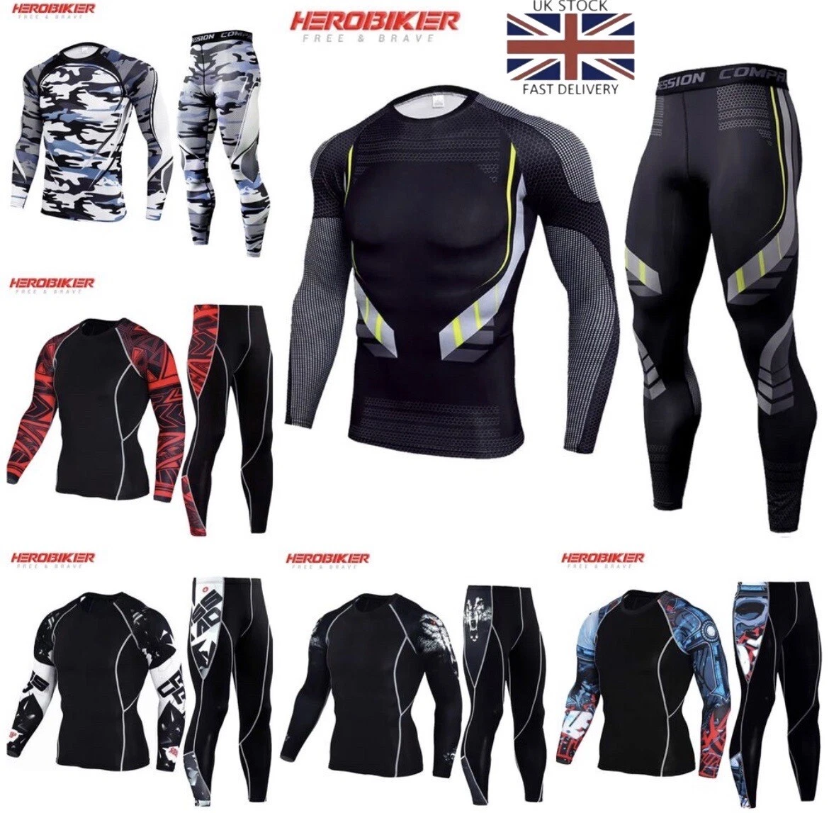 Mens Thermal Long Johns Top T Shirt Bottom Trouser Underwear Set Full Sleeve UK