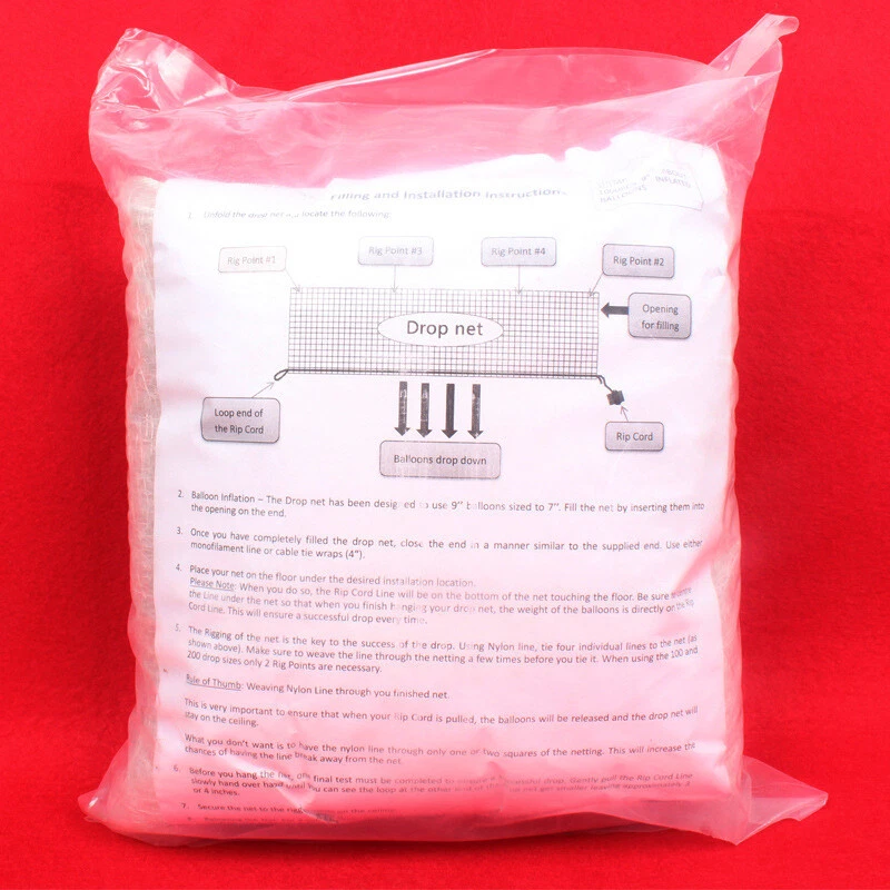 Balloon Drop Net White Storage Carrier Birthday Wedding Party Celebrations Event - Image 4 of 4