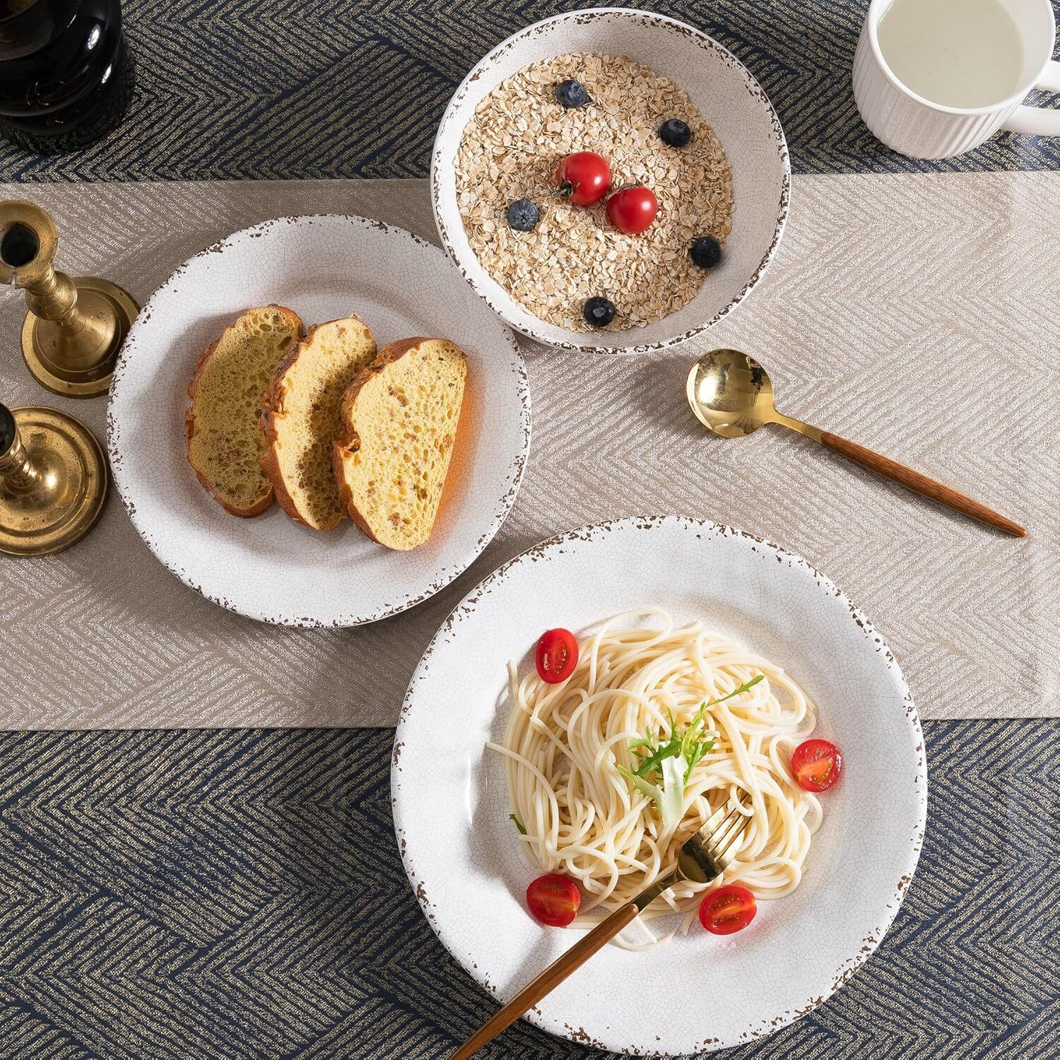 Farmhouse Minute Maid Dinnerware Set, Lightweight Kitchen Plate and Bowl Set.