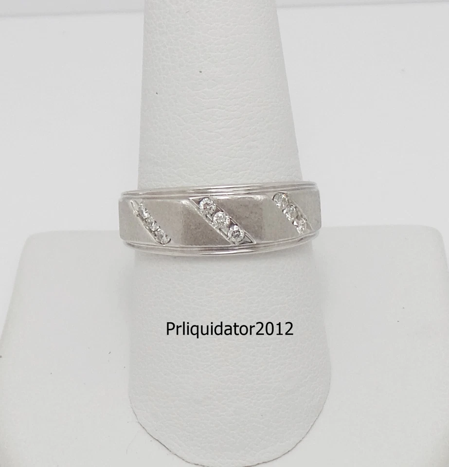 ANILLO DE BODA DE DIAMANTES NATURALES DE 1/4 QUILATE DE ORO BLANCO DE 10 K PARA HOMBRE Foto 3 de 4