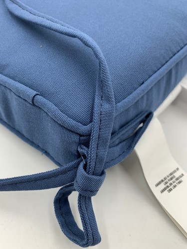 Pottery Barn Sunbrella Piped Outdoor Canvas Dining Chair Cushion 19" Blue #142D - Picture 3 of 7